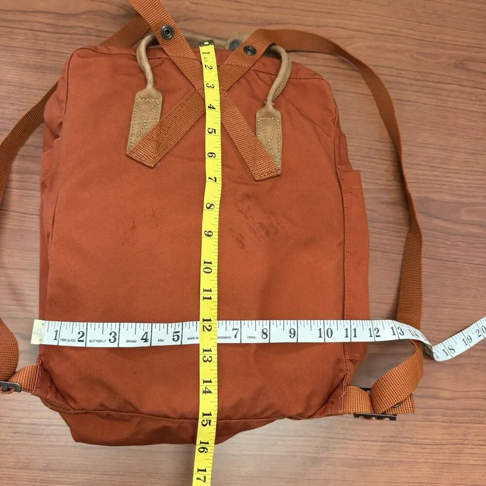 Fjallraven Kanken No. 2 G-1000 Burnt Orange Backpack Leather Handles Bag